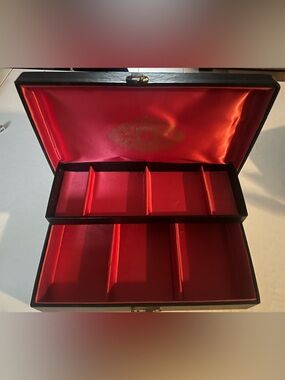 Vintage large jewelry box red suede inside amazing condition 1960s/1970s